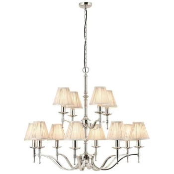 Image of Interiors 1900 Lighting - Interiors Stanford Nickel - 12 Light Multi Arm Chandelier Polished Nickel Plate Finish, E14