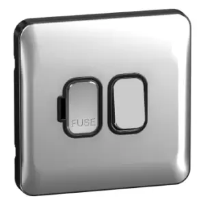 Image of Schneider Electric Lisse Screwless Deco - Switched Single Fused Connection Unit, 13A, Double Pole, GGBL5010BPC, Polished Chrome with Black Insert