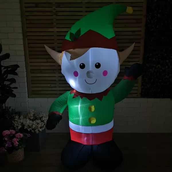 Image of 1.8m Inflatable Light up LED Indoor Outdoor Christmas Elf Decoration