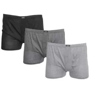 image of Tom Franks Mens Plain Jersey Boxer Shorts (3 Pairs) (M) (Black/Grey)