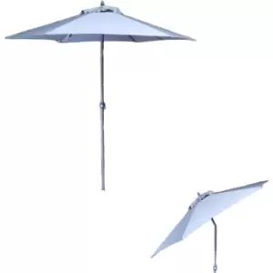 image of 2m Lightweight Grey Aluminium Garden Parasol with Crank Handle & Tilt Mechanism