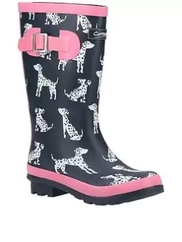 Image of Cotswold Spot Dog Wellington Boot - Navy, Size 1 Older