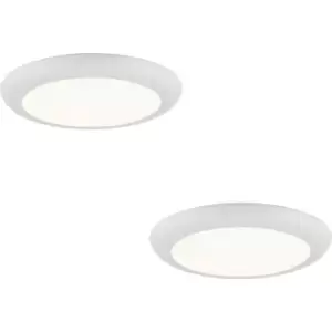 Image of 2 PACK Ultra Slim Recessed Ceiling Downlight - 18W Cool White LED - Matt White