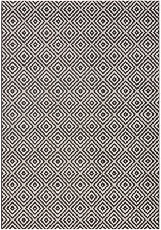 Image of The Rugs Karo Diamond Rug Indoor Outdoor Polypropylene Weatherproof Durable In Black