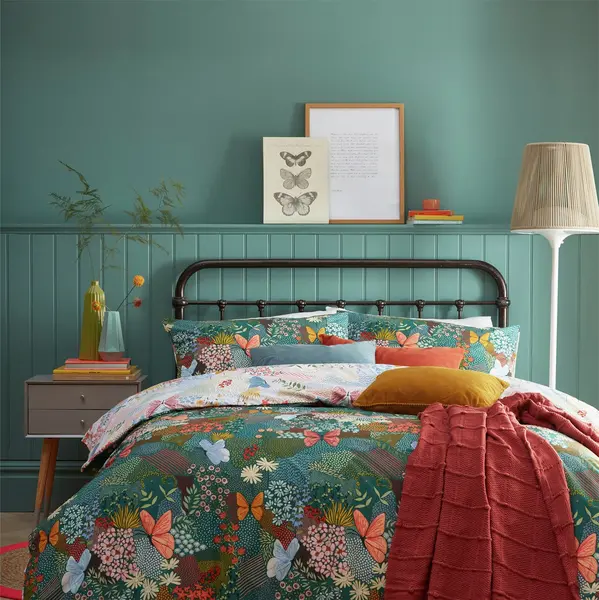 Image of Furn furn Forage Floral Teal Bedding Set - Superking
