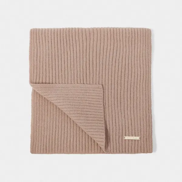 image of Katie Loxton Brown Ribbed Knit Scarf KLS541