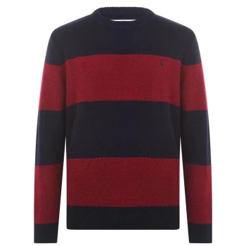 image of Jack Wills Aldbourne Colour Block Crew Knitted Jumper - Navy