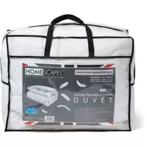 Image of Goose Feather and Down 13.5 Tog Double Size Winter Duvet - White - Homescapes