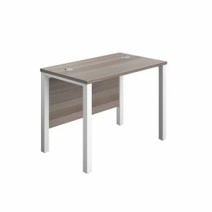 image of TC Office White Goal Post Rectangular Desk 100cm, Grey Oak effect