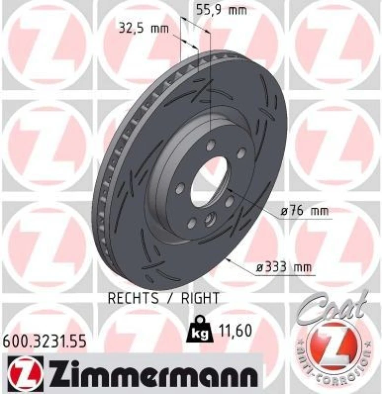 Image of ZIMMERMANN Brake disc ZIMMERMANN 600.3231.55
