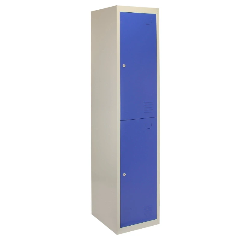 Image of MonsterShop Locker Cabinet Metal Door Flat-Packed Blue And Grey Steel Lockable