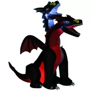 Image of HOMCOM 7FT Tall Halloween Inflatable Dragon with 2 Heads and LED Lights, Blow Up Halloween Party Decoration for Indoor Outdoor Yard Lawn Garden