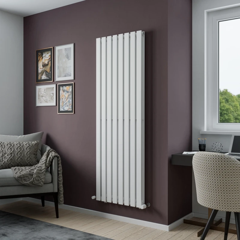 Image of Agadon Lola Duplex Designer Panel Radiator in White Size: 1800mm x 372mm White Unisex 1800mm x 372mm