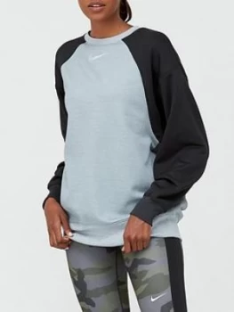 Image of Nike Training Thermal Colourblock Sweatshirt - Light Grey Heather , Light Grey Heather, Size XL, Women