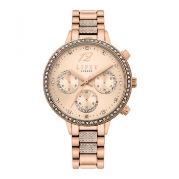 image of Lipsy Rose Gold Bracelet Watch with Rose Gold Sunray Dial