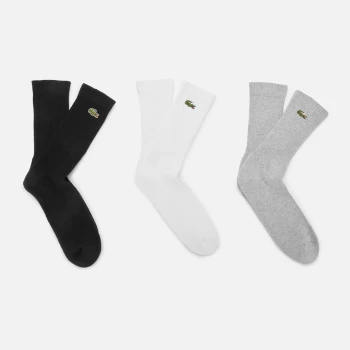 image of Lacoste Mens 3 Pack Socks - Silver Chine/White/Black - 43-46