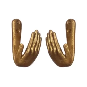 Image of Gold Hands Curtain Tie Back Hook (Set of 1 Pair)