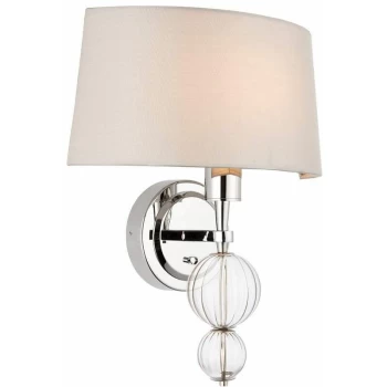 Image of 12interiors1900 - Half Darlaston wall lamp, nickel and glass, silk lampshade