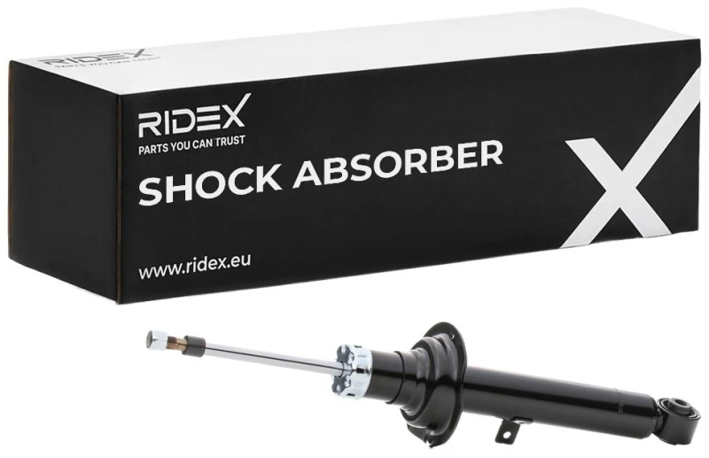 Image of RIDEX 854S0558 Shock absorber Front Axle, Gas Pressure, Twin-Tube, Spring-bearing Damper, Bottom eye Shock Absorber (854)