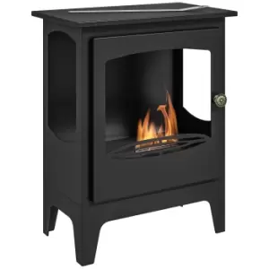 Image of HOMCOM Freestanding Ethanol Fireplace, Steel Bioethanol Fireplace with Stainless Steel Flame Snuffer, 1.2L Tank, 3 Hours Burning Time for Indoor, Blac