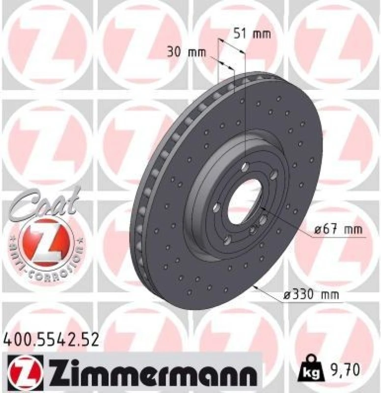 Image of ZIMMERMANN Brake disc ZIMMERMANN 400.5542.52