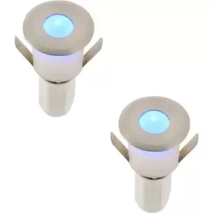 Image of 2 PACK Recessed Decking IP67 Guide Light - 1.2W Blue Light LED - Satin Nickel