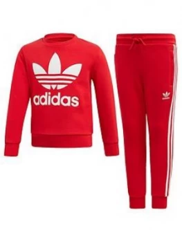 Image of Boys, adidas Originals Crew Set - Red, Size 3-4 Years