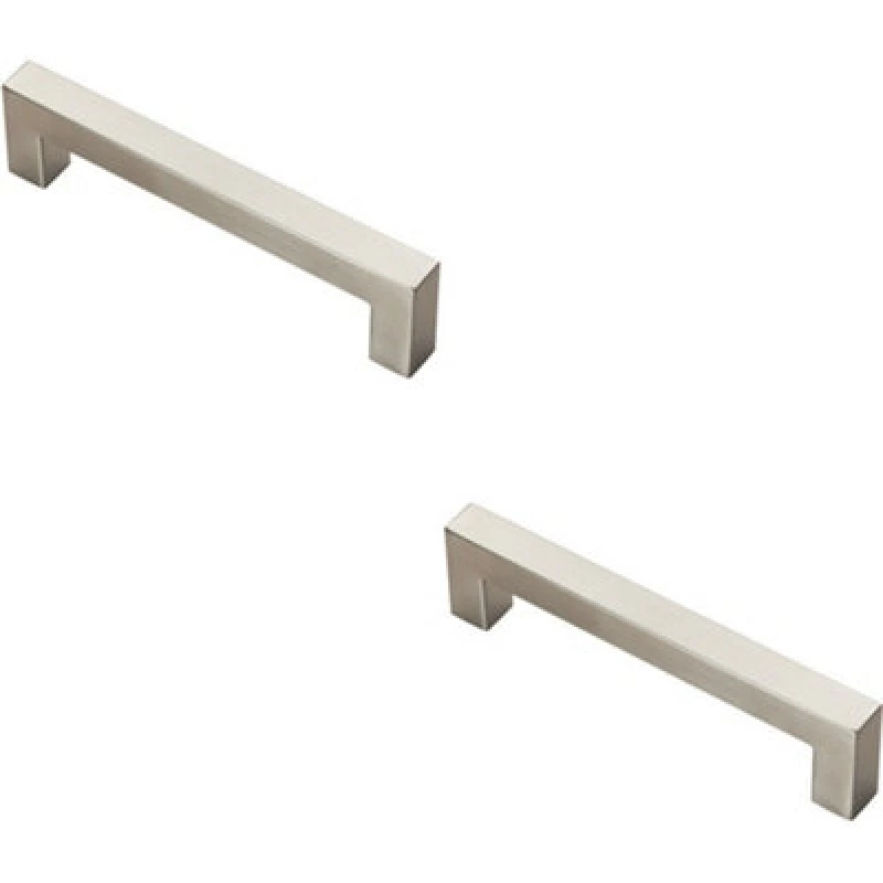 Image of Loops 2x Square Linear Block Pull Handle 142 x 14mm 128mm Fixing Centres Satin Steel Metallics unisex