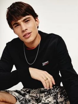 Image of Tommy Jeans Washed Corp Logo Sweatshirt - Black, Size XS, Men