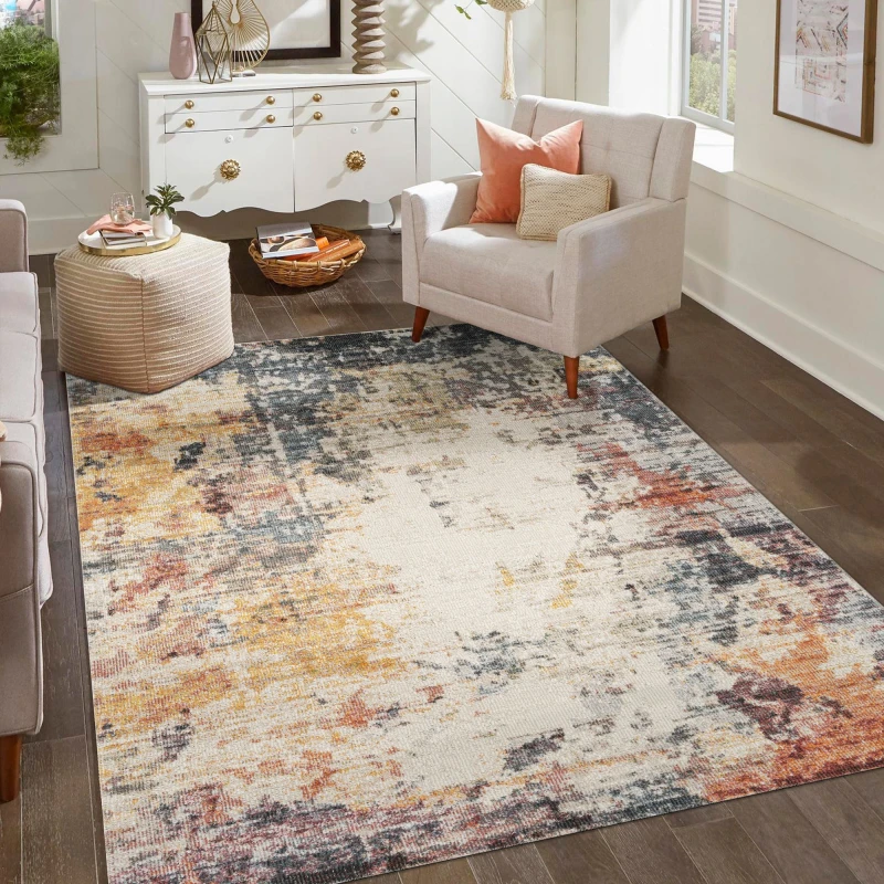 Image of Desire Rugs Aress Washable Modern Living Room Area Rug -Low Pile Abstract Design Size: 200cm x 290cm Multicolor Unisex 200cm x 290 cm