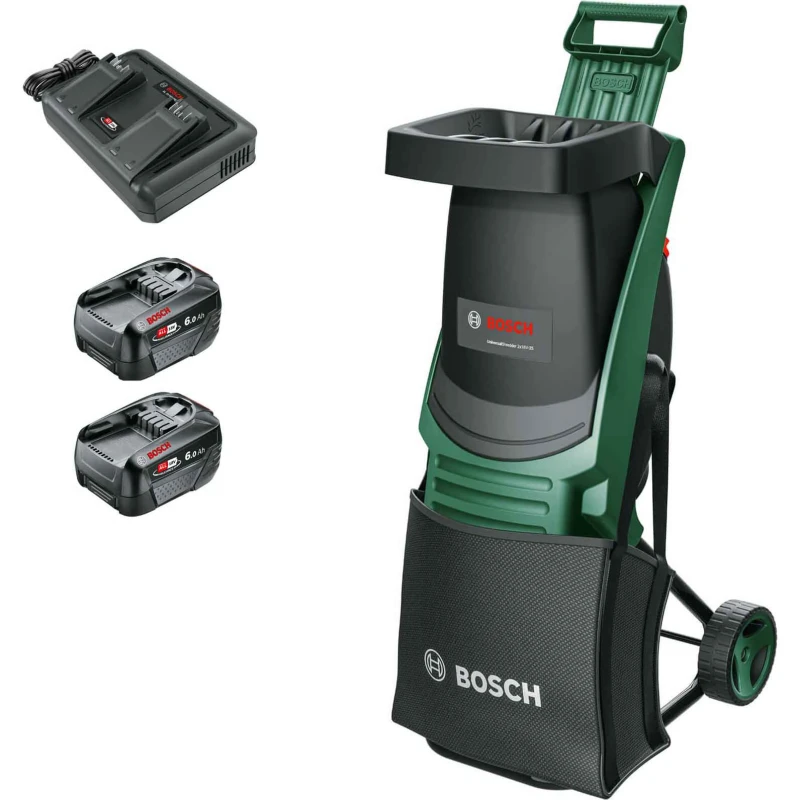 Image of Bosch UNIVERSALSHREDDER 2X18V-25 P4A 36v Cordless Garden Shredder 2 x 6ah Li-ion Charger UNIVERSALSHREDDER 2X18V-25