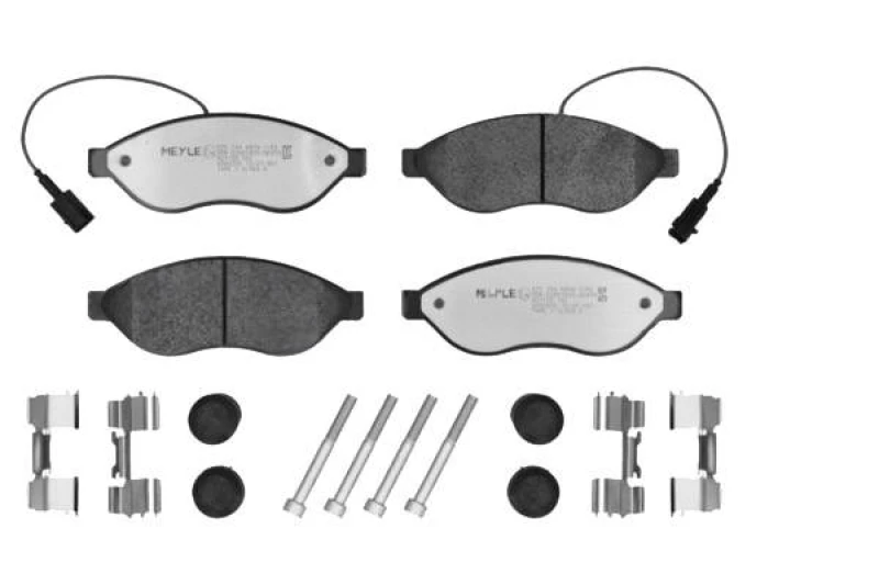 Image of MEYLE 025 244 6819-1/PD Brake pad set Front Axle, incl. wear warning contact, with accessories, MEYLE-PD Quality, with anti-squeak plate Brake Pad Se