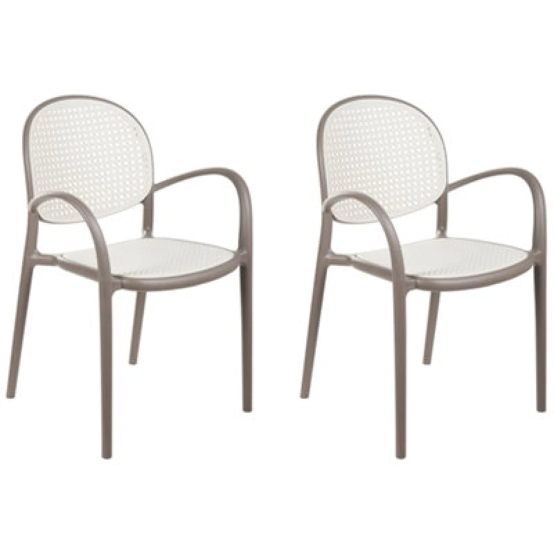 Image of Beliani Set Of 2 Garden Chairs Povoletto Synthetic Material Light Brown