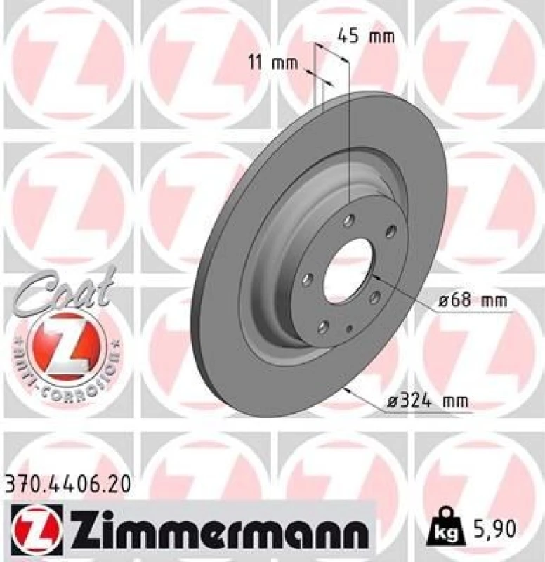 Image of ZIMMERMANN Brake disc ZIMMERMANN 370.4406.20
