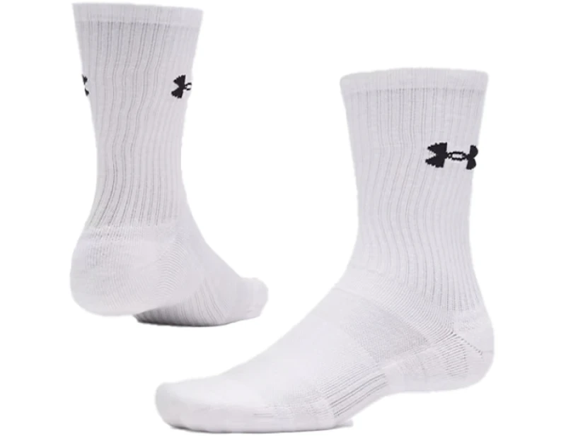 Image of Under Armour Performance Cotton 3p Crw Socks White C100 M