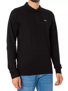 Image of Slim Solid Longsleeved Polo Shirt