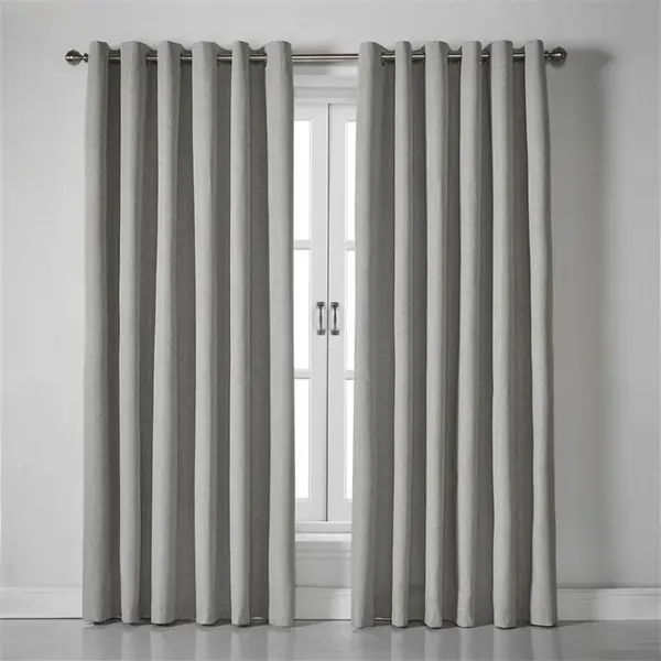 Image of Other Blackout Linen Look Ring Top Eyelet Curtains - Grey 110 x 137c