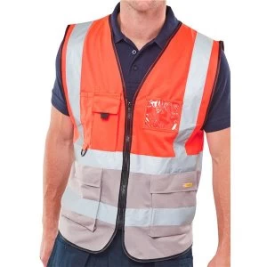 Image of BSeen High Vis Two Tone Executive Waistcoat 2LX RedGrey Ref
