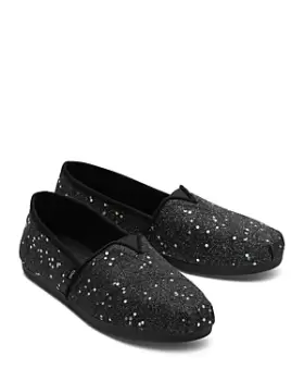 image of Toms Womens Cosmic Glitter Alpargata Slip On Flats