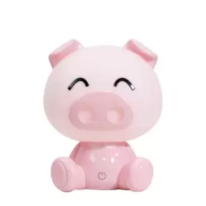 image of Piggy Integrated LED Childrens Table Lamp, Pink