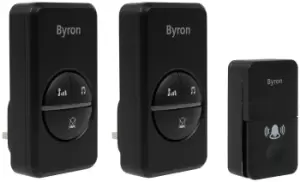 image of Byron DBY-23455BS 100m Plug-In Doorbell - Twin, Black