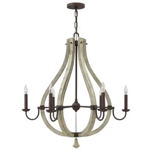 Image of 6 Light Chandelier Iron Rust Finish, E14