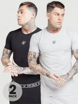 Image of Siksilk Lounge Tee (2 Pack), Black/Grey, Size XS, Men