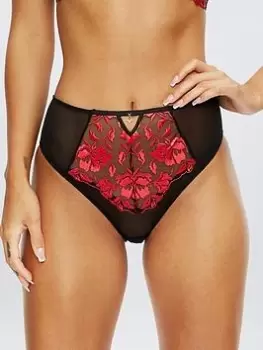 Image of Ann Summers Knickers The Hero High Waisted Brief, Black, Size 10, Women