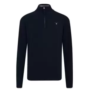 image of Gant Lamb Wool Half Zip Jumper - Blue