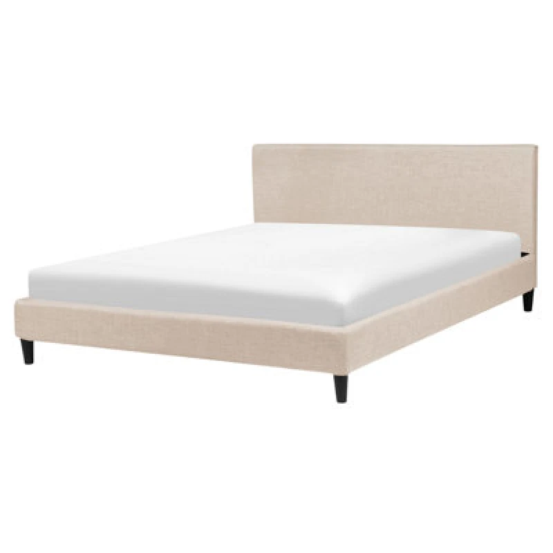 Image of Beliani Bed Fabric Fitou 160 X 200 Cm (Eu King Size) Beige