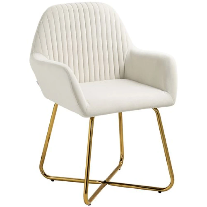 Image of HOMCOM Modern Accent Chair Velvet-Touch Upholstered Armchair Pink - Cream TJ Hughes 5056725579029