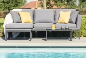 image of Maze Pulse Flanelle Grey Outdoor Fabric Chaise Sofa Set