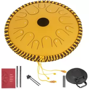 Image of Tongue Drum 14 Notes Dish Shape Drum 14" Dia. With Rope Decoration Golden