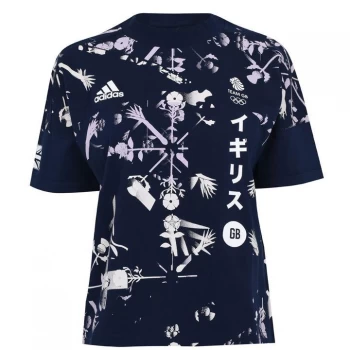 Image of adidas Team GB Flower T Shirt Ladies - Night Indigo